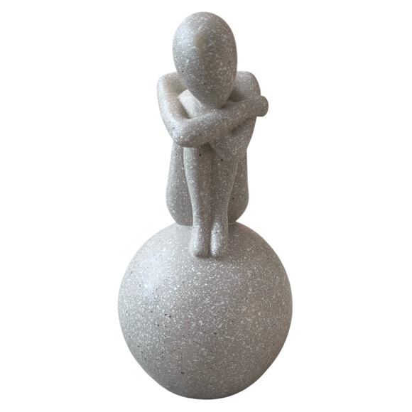 Contemplative Man Sculpture Gray Resin Human Figurine Thinker Sculpture Art Deco - Picture 3 of 7